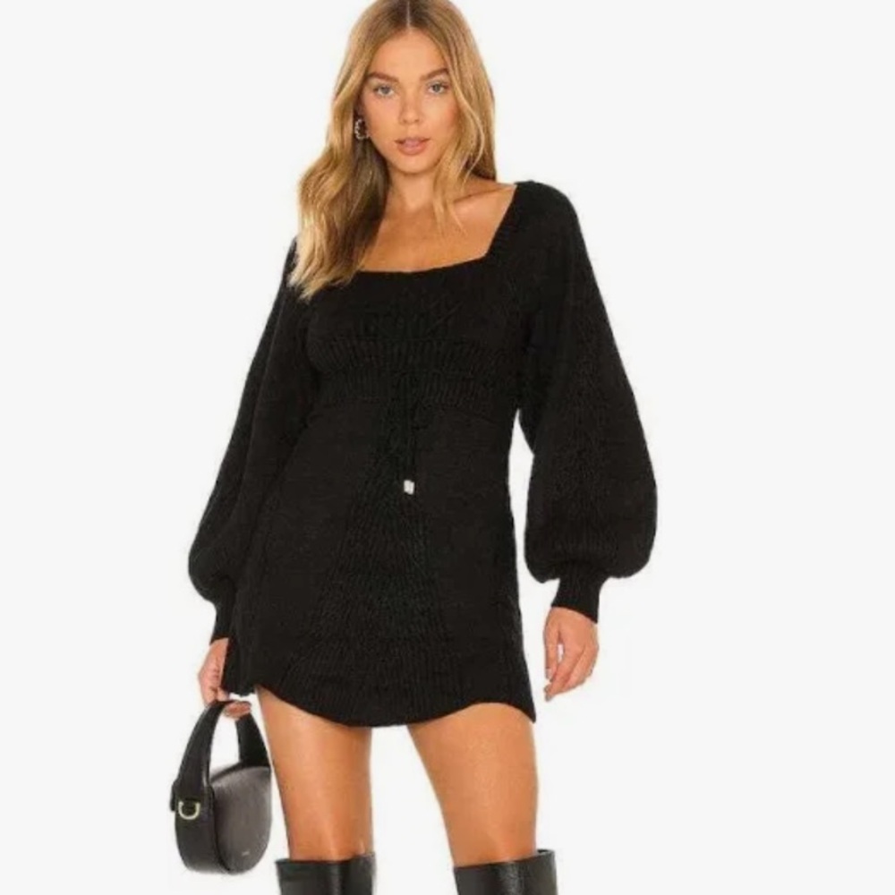 Black Long Sleeve Mini Dress